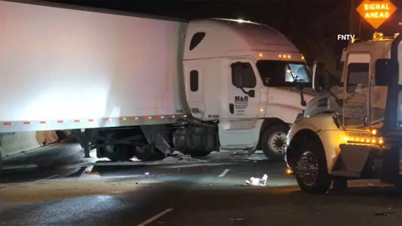 Thirteen Cars Collide In New Jersey, Jackknifing A Tractor Trailer And Spilling Gasoline, Injuring People